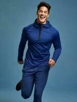 Young asian man dressed in sportswear clearly active and full of energy AI Generative photo