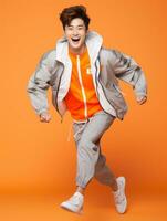 Young asian man dressed in sportswear clearly active and full of energy AI Generative photo