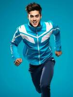 Young asian man dressed in sportswear clearly active and full of energy AI Generative photo