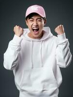 Young asian man dressed in sportswear clearly active and full of energy AI Generative photo