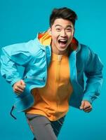 Young asian man dressed in sportswear clearly active and full of energy AI Generative photo