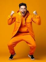 Young asian man dressed in sportswear clearly active and full of energy AI Generative photo