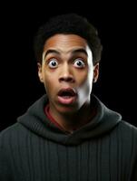 Young man with African features who appears to be shocked AI Generative photo