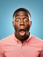 Young man with African features who appears to be shocked AI Generative photo