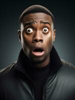 Young man with African features who appears to be shocked AI Generative photo
