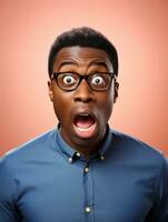 Young man with African features who appears to be shocked AI Generative photo