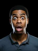 Young man with African features who appears to be shocked AI Generative photo