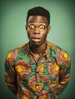 Young man with African features who appears to be shocked AI Generative photo
