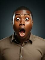 Young man with African features who appears to be shocked AI Generative photo