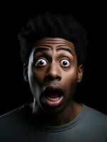 Young man with African features who appears to be shocked AI Generative photo
