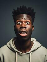 Young man with African features who appears to be shocked AI Generative photo