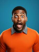 Young man with African features who appears to be shocked AI Generative photo