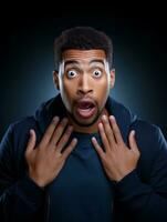 Young man with African features who appears to be shocked AI Generative photo