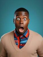 Young man with African features who appears to be shocked AI Generative photo