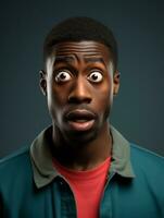 Young man with African features who appears to be shocked AI Generative photo