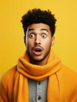 Young man with African features who appears to be shocked AI Generative photo
