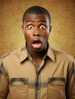 Young man with African features who appears to be shocked AI Generative photo