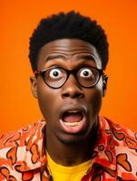 Young man with African features who appears to be shocked AI Generative photo