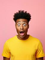 Young man with African features who appears to be shocked AI Generative photo