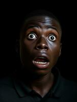 Young man with African features who appears to be shocked AI Generative photo