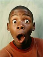 Young man with African features who appears to be shocked AI Generative photo