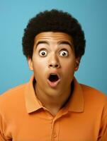 Young man with African features who appears to be shocked AI Generative photo