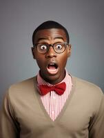 Young man with African features who appears to be shocked AI Generative photo