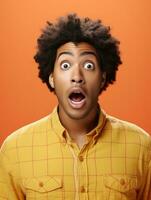 Young man with African features who appears to be shocked AI Generative photo