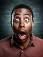 Young man with African features who appears to be shocked AI Generative photo