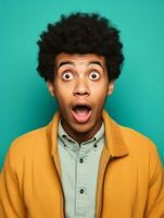 Young man with African features who appears to be shocked AI Generative photo