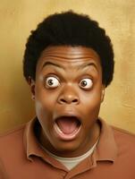 Young man with African features who appears to be shocked AI Generative photo