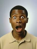 Young man with African features who appears to be shocked AI Generative photo