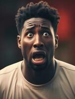 Young man with African features who appears to be shocked AI Generative photo