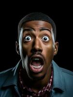 Young man with African features who appears to be shocked AI Generative photo
