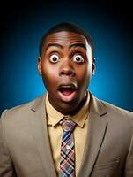 Young man with African features who appears to be shocked AI Generative photo