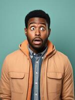Young man with African features who appears to be shocked AI Generative photo