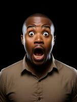 Young man with African features who appears to be shocked AI Generative photo