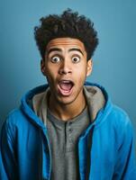 Young man with African features who appears to be shocked AI Generative photo