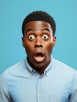 Young man with African features who appears to be shocked AI Generative photo