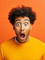 Young man with African features who appears to be shocked AI Generative photo