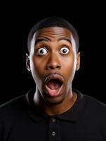 Young man with African features who appears to be shocked AI Generative photo
