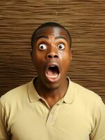 Young man with African features who appears to be shocked AI Generative photo