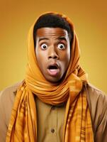 Young man with African features who appears to be shocked AI Generative photo