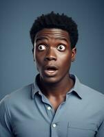 Young man with African features who appears to be shocked AI Generative photo