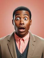 Young man with African features who appears to be shocked AI Generative photo