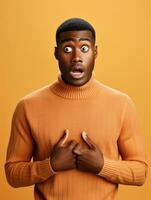 Young man with African features who appears to be shocked AI Generative photo
