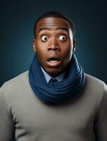 Young man with African features who appears to be shocked AI Generative photo