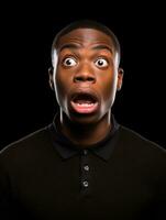 Young man with African features who appears to be shocked AI Generative photo