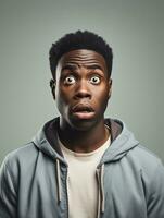 Young man with African features who appears to be shocked AI Generative photo