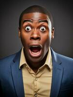 Young man with African features who appears to be shocked AI Generative photo